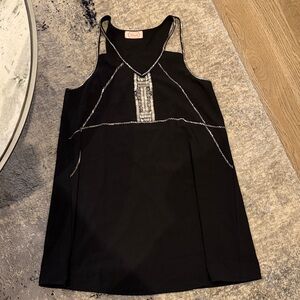 Blush Black Mini Dress with Silver Accents